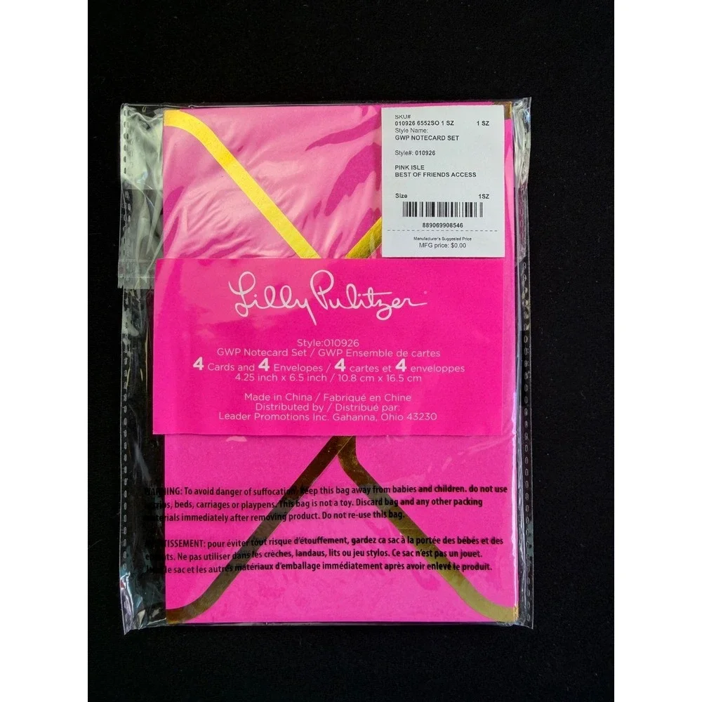 Lilly Pulitzer GWP Notecard Set Pink Isle Best Of Friends Access New In Package